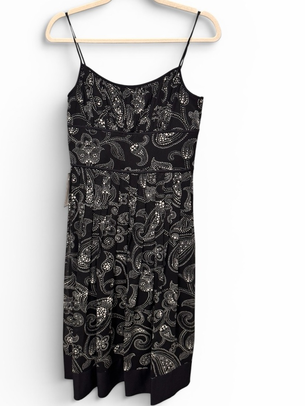 NWT Ann Taylor Black Silk Paisley Print Sleeveless Dress Size 2
